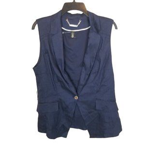 White House Black Market Womens 10 Blue Linen Blen